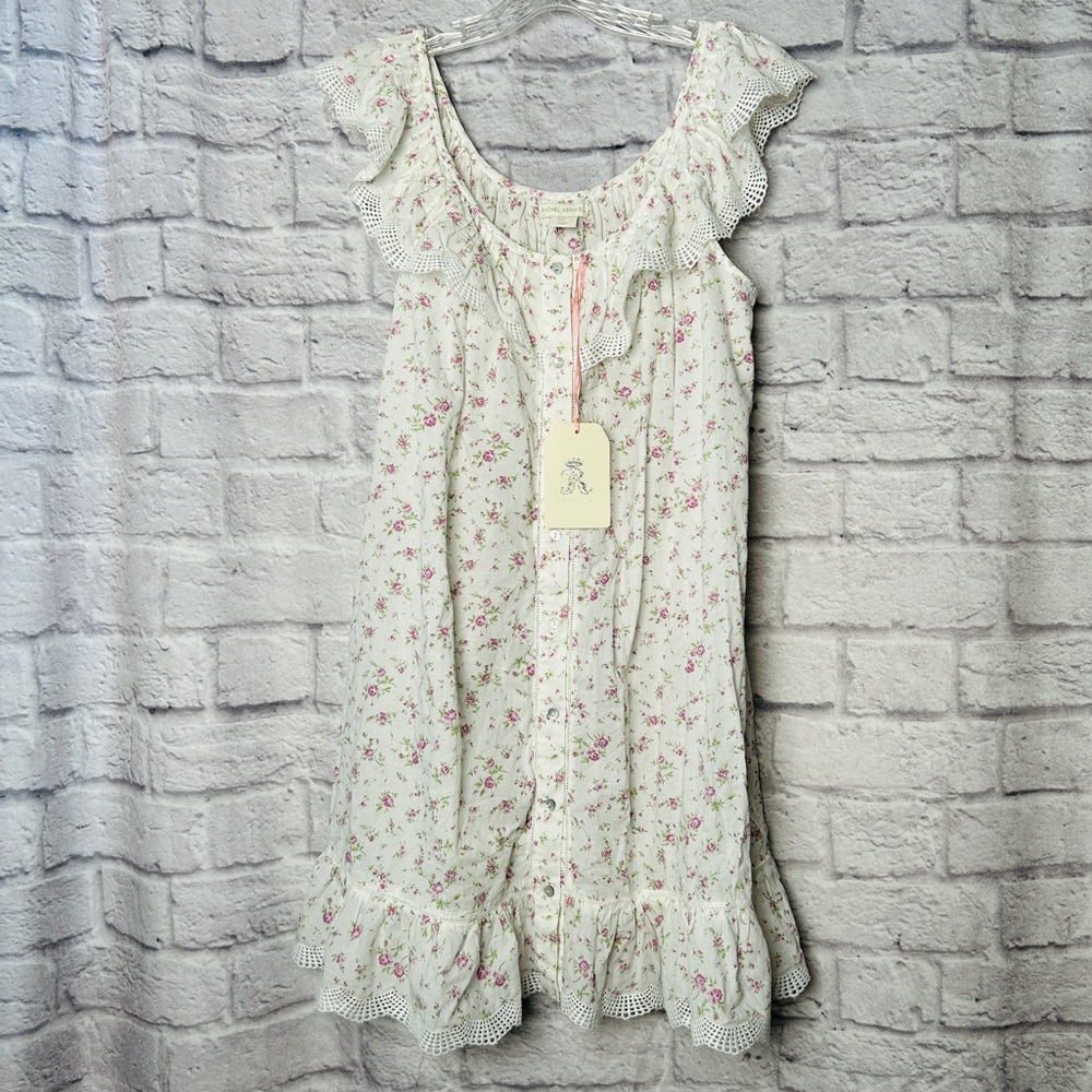 Rachel Ashwell Ditzy Floral Cotton Chic Cottage French Country Babydoll Chemise - Picture 2 of 7